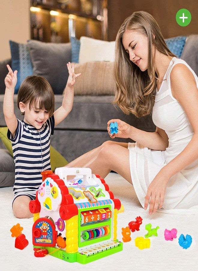 Shivaaro Early Educational Toys, Colorful Musical Baby House with Shape Sorters, Musical Piano Keys, Counting Math Beads, Blocks Activity Cube, Multi Game Play Cube Toys - Image 2